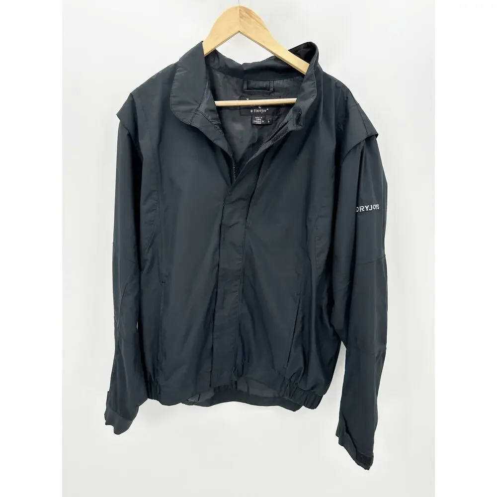 DryJoys by FootJoy FJ Jacket Men LARGE Black Long Sleeve‎ Full Zip Rain Golf